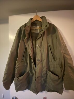 Vintage Burberry Olive Green Military Field Jacket with stains